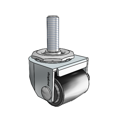 00 Series Threaded Stem Zinc Swivel Caster with 1.4375 x 1.6875 Black Polyolefin Wheel