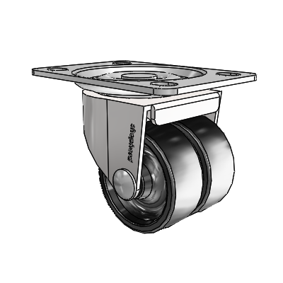 00 Series Top Plate Bright Chrome Swivel Caster with 2 x .8125 Black Polyolefin Wheel