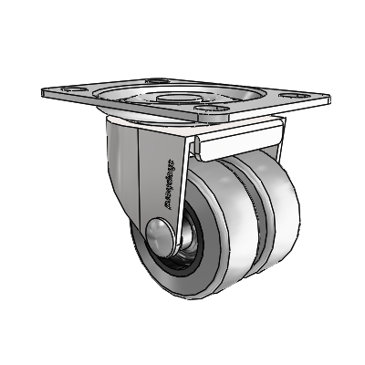 00 Series Top Plate Bright Chrome Swivel Caster with 2 x .8125 Grey Thermoplastic Rubber Wheel