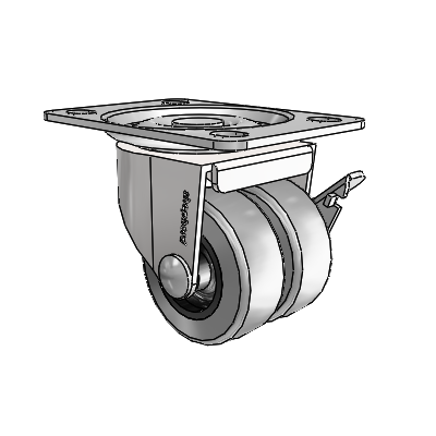 00 Series Top Plate Bright Chrome Swivel Caster with 2 x .8125 Grey Thermoplastic Rubber Wheel and Side Brake