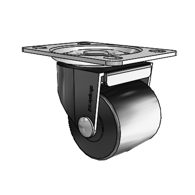 00 Series Top Plate Black Oxide Swivel Caster with 2 x 1.8125 Black Polyolefin Wheel