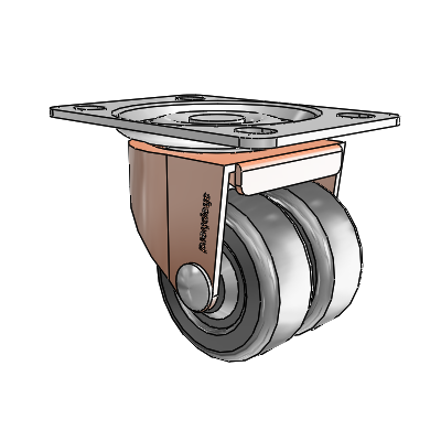 00 Series Top Plate Copper Oxide Swivel Caster with 2 x .8125 Loden Grey Hard Rubber Wheel