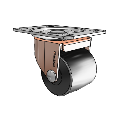 00 Series Top Plate Copper Oxide Swivel Caster with 2 x 1.8125 Black Polyolefin Wheel