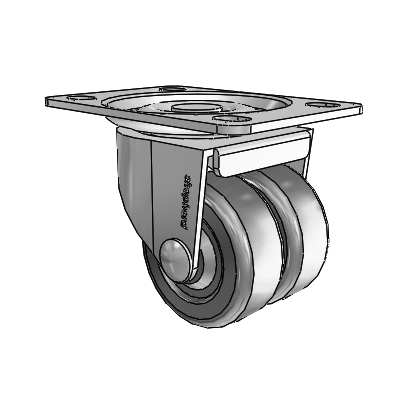 00 Series Top Plate Polished Nickel Swivel Caster with 2 x .8125 Loden Grey Hard Rubber Wheel