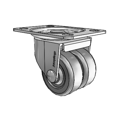 00 Series Top Plate Polished Nickel Swivel Caster with 2 x .8125 Dark Grey Soft Rubber Wheel