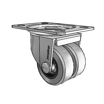 00 Series Top Plate Polished Nickel Swivel Caster with 2 x .8125 Grey Thermoplastic Rubber Wheel