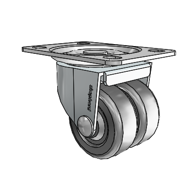 00 Series Top Plate Zinc Swivel Caster with 2 x .8125 Loden Grey Hard Rubber Wheel