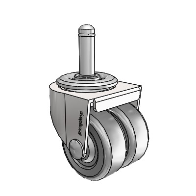 00 Series Grip Ring Bright Chrome Swivel Caster with 2 x .8125 Dark Grey Soft Rubber Wheel