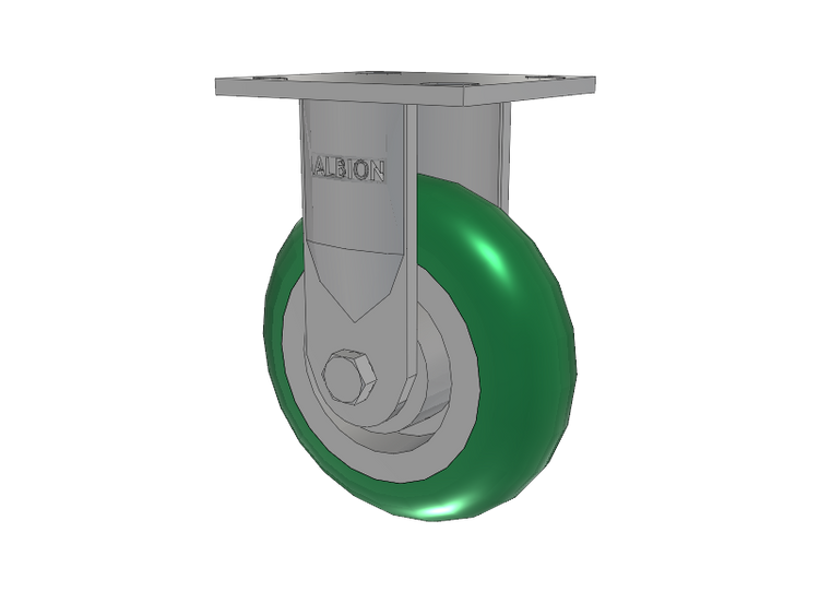 16 Series Top Plate Rigid Caster with 6 x 2 Green Tread on Aluminum Core PM - Round Polyurethane (Aluminum Core) Wheel