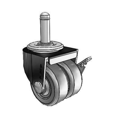 00 Series Grip Ring Black Oxide Swivel Caster with 2 x .8125 Loden Grey Hard Rubber Wheel and Side Brake
