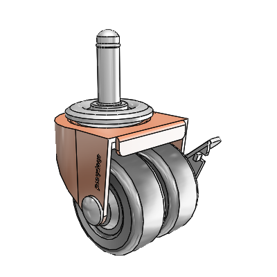 00 Series Grip Ring Copper Oxide Swivel Caster with 2 x .8125 Loden Grey Hard Rubber Wheel and Side Brake