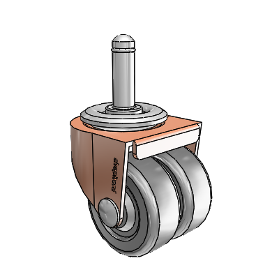 00 Series Grip Ring Copper Oxide Swivel Caster with 2 x .8125 Dark Grey Soft Rubber Wheel
