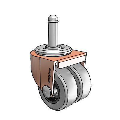 00 Series Grip Ring Copper Oxide Swivel Caster with 2 x .8125 Grey Thermoplastic Rubber Wheel