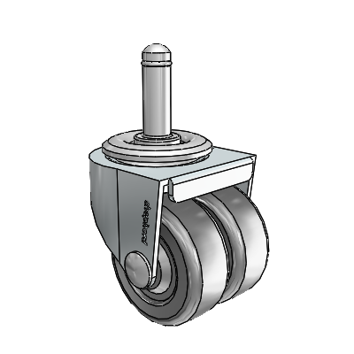 00 Series Grip Ring Zinc Swivel Caster with 2 x .8125 Loden Grey Hard Rubber Wheel