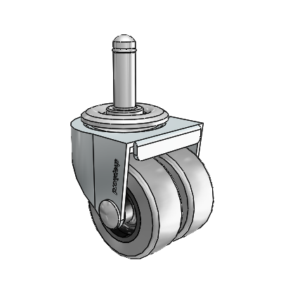 00 Series Grip Ring Zinc Swivel Caster with 2 x .8125 Grey Thermoplastic Rubber Wheel