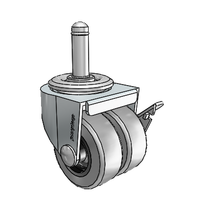 00 Series Grip Ring Zinc Swivel Caster with 2 x .8125 Grey Thermoplastic Rubber Wheel and Side Brake