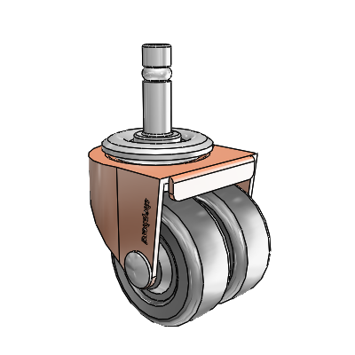 00 Series Grip Ring Copper Oxide Swivel Caster with 2 x .8125 Loden Grey Hard Rubber Wheel