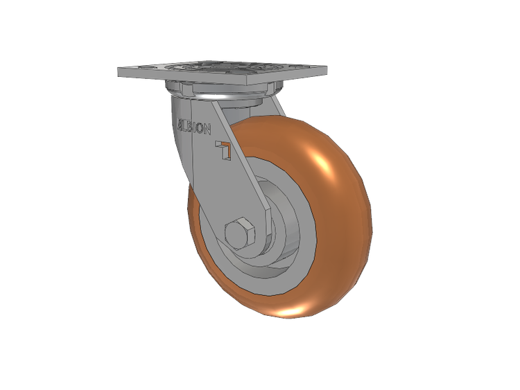 16 Series Top Plate Swivel Caster with 6 x 2 Butterscotch Tread on Aluminum Core PM - Round Polyurethane (Aluminum Core) Wheel