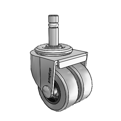 00 Series Grip Ring Polished Nickel Swivel Caster with 2 x .8125 Grey Thermoplastic Rubber Wheel