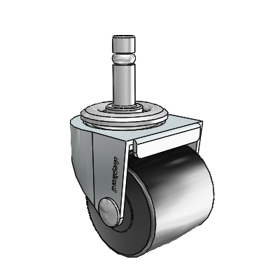 00 Series Grip Ring Zinc Swivel Caster with 2 x 1.8125 Black Polyolefin Wheel