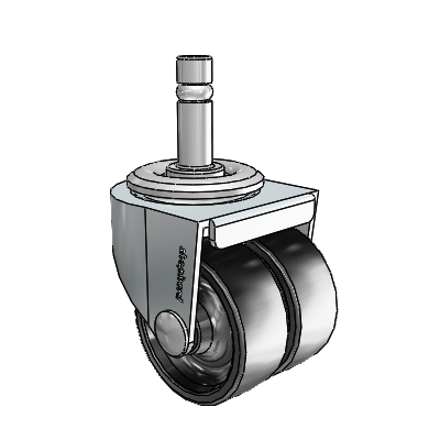 00 Series Grip Ring Zinc Swivel Caster with 2 x .8125 Black Polyolefin Wheel
