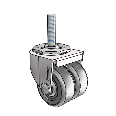 00 Series Threaded Stem Bright Chrome Swivel Caster with 2 x .8125 Loden Grey Hard Rubber Wheel