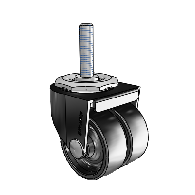00 Series Threaded Stem Black Oxide Swivel Caster with 2 x .8125 Black Polyolefin Wheel