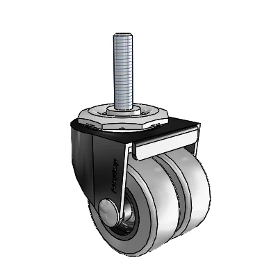 00 Series Threaded Stem Black Oxide Swivel Caster with 2 x .8125 Grey Thermoplastic Rubber Wheel