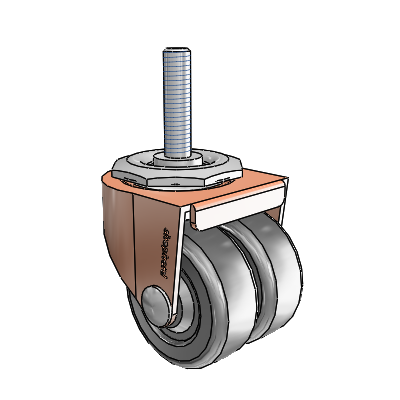 00 Series Threaded Stem Copper Oxide Swivel Caster with 2 x .8125 Loden Grey Hard Rubber Wheel