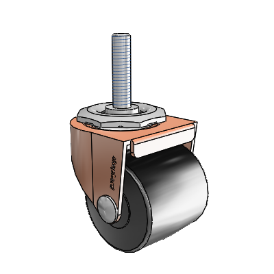 00 Series Threaded Stem Copper Oxide Swivel Caster with 2 x 1.8125 Black Polyolefin Wheel