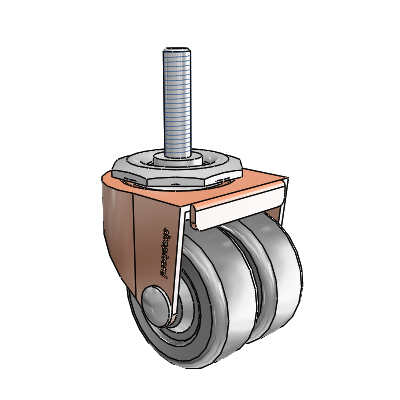 00 Series Threaded Stem Copper Oxide Swivel Caster with 2 x .8125 Dark Grey Soft Rubber Wheel