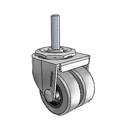 00 Series Threaded Stem Polished Nickel Swivel Caster with 2 x .8125 Grey Thermoplastic Rubber Wheel