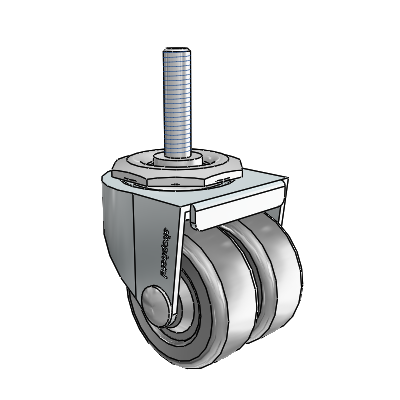 00 Series Threaded Stem Zinc Swivel Caster with 2 x .8125 Dark Grey Soft Rubber Wheel