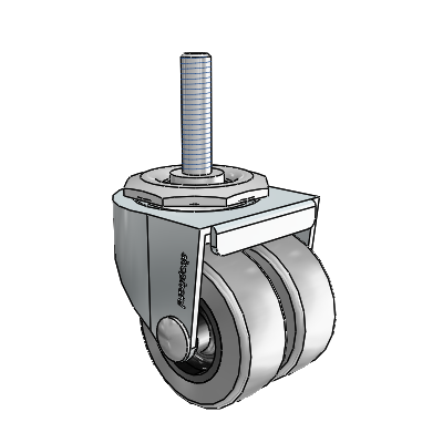 00 Series Threaded Stem Zinc Swivel Caster with 2 x .8125 Grey Thermoplastic Rubber Wheel