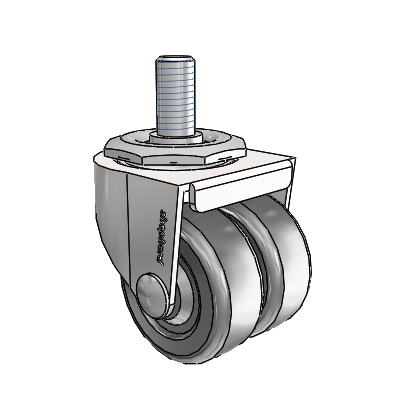 00 Series Threaded Stem Bright Chrome Swivel Caster with 2 x .8125 Loden Grey Hard Rubber Wheel