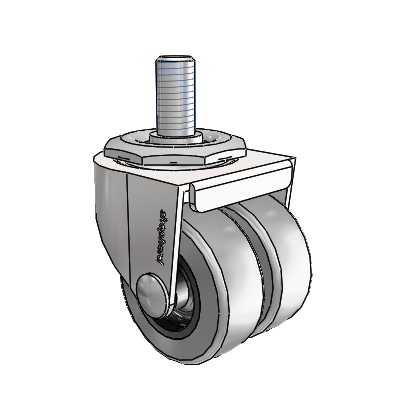 00 Series Threaded Stem Bright Chrome Swivel Caster with 2 x .8125 Grey Thermoplastic Rubber Wheel