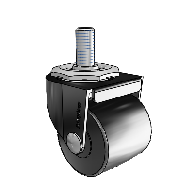 00 Series Threaded Stem Black Oxide Swivel Caster with 2 x 1.8125 Black Polyolefin Wheel
