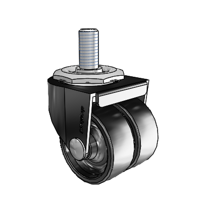 00 Series Threaded Stem Black Oxide Swivel Caster with 2 x .8125 Black Polyolefin Wheel