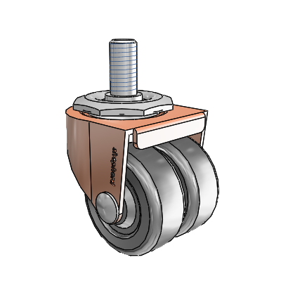00 Series Threaded Stem Copper Oxide Swivel Caster with 2 x .8125 Loden Grey Hard Rubber Wheel