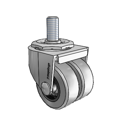 00 Series Threaded Stem Polished Nickel Swivel Caster with 2 x .8125 Grey Thermoplastic Rubber Wheel