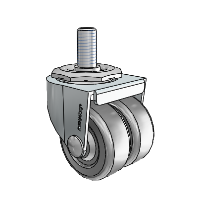 00 Series Threaded Stem Zinc Swivel Caster with 2 x .8125 Dark Grey Soft Rubber Wheel