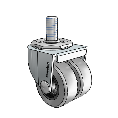 00 Series Threaded Stem Zinc Swivel Caster with 2 x .8125 Grey Thermoplastic Rubber Wheel