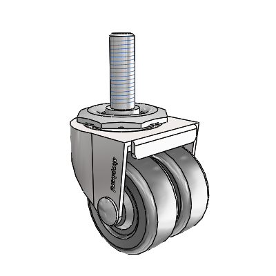 00 Series Threaded Stem Bright Chrome Swivel Caster with 2 x .8125 Loden Grey Hard Rubber Wheel