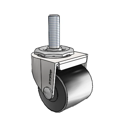 00 Series Threaded Stem Bright Chrome Swivel Caster with 2 x 1.8125 Black Polyolefin Wheel