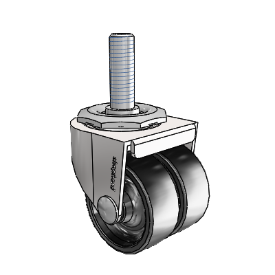 00 Series Threaded Stem Bright Chrome Swivel Caster with 2 x .8125 Black Polyolefin Wheel