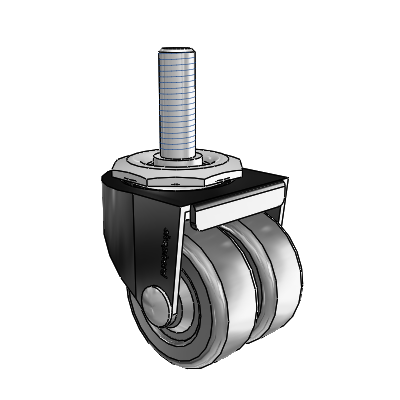 00 Series Threaded Stem Black Oxide Swivel Caster with 2 x .8125 Loden Grey Hard Rubber Wheel
