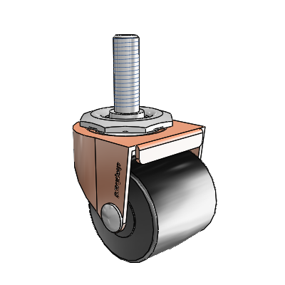 00 Series Threaded Stem Copper Oxide Swivel Caster with 2 x 1.8125 Black Polyolefin Wheel