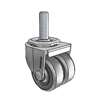 00 Series Threaded Stem Polished Nickel Swivel Caster with 2 x .8125 Loden Grey Hard Rubber Wheel
