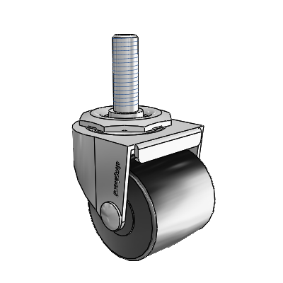 00 Series Threaded Stem Polished Nickel Swivel Caster with 2 x 1.8125 Black Polyolefin Wheel