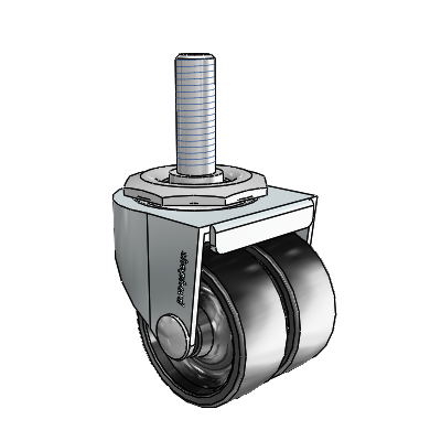 00 Series Threaded Stem Zinc Swivel Caster with 2 x .8125 Black Polyolefin Wheel
